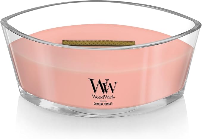 WoodWick Coastal Sunset Gifts for Women and Men, 16 oz Ellipse Candle with Crackling Wick