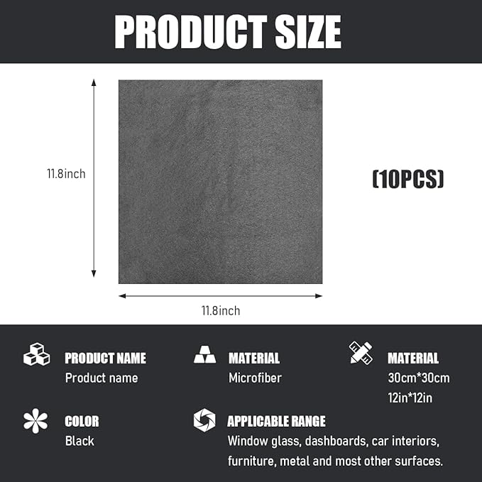 10PCS Thickened Magic Cleaning Cloth, 12"×12" Microfiber Cleaning Cloth Streak Free Polishing Towel, Reusable Lint Free Cleaning Rags for Car Mirror Glass Window TV Screen