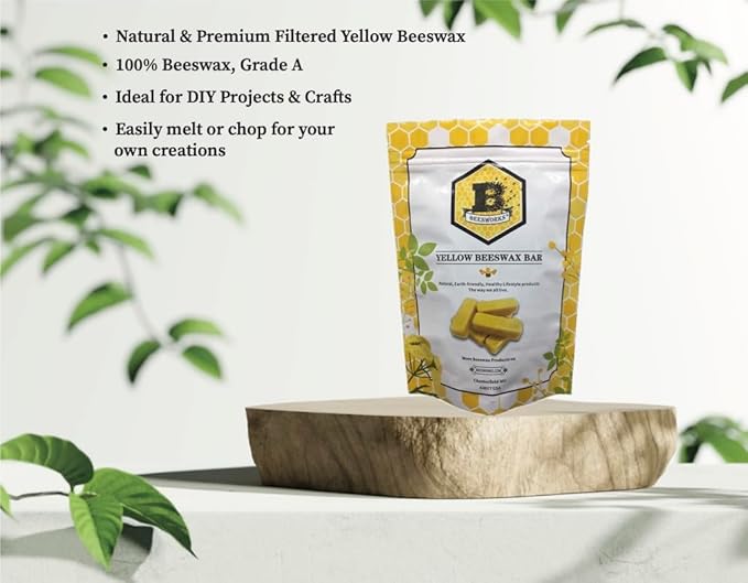 Beesworks Yellow Beeswax Bars (6 oz) | 100% Pure, Cosmetic Grade, Triple-Filtered Beeswax for DIY Skin Care, Lip Balm, Lotion and Candle Making (1 oz Bars - Pack of 6)