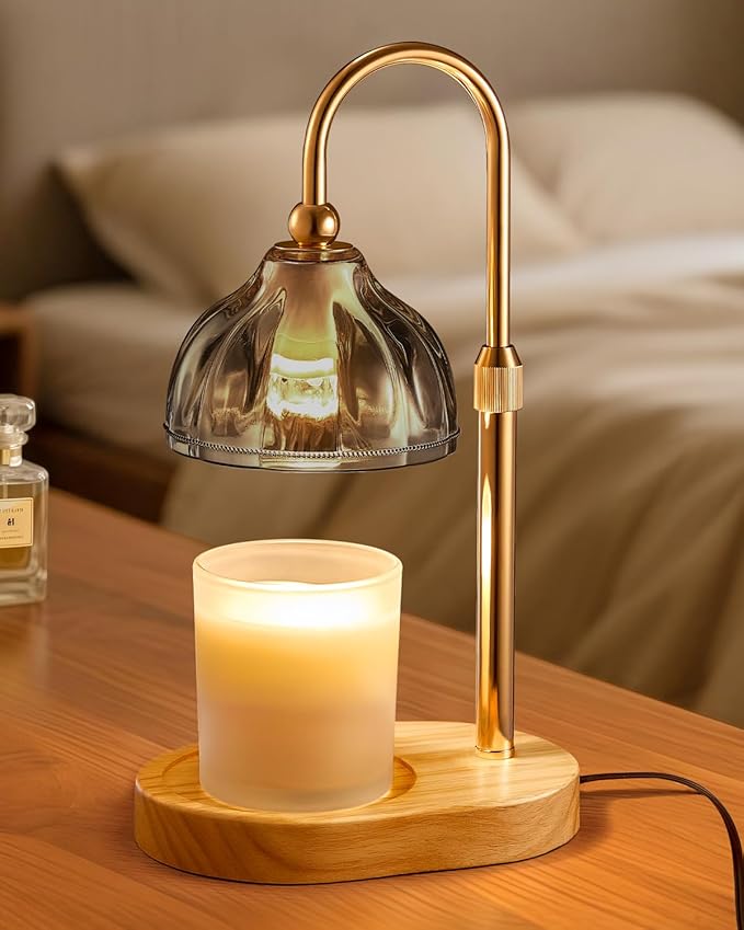 HouseSapp Candle Warmer Lamp, Wax Melt Warmer with Timer Dimmer, Height Adjustable, Black Lampshade, Includes 2 Bulbs, Birthday Gifts for Women, Mom, Christmas, Housewarming