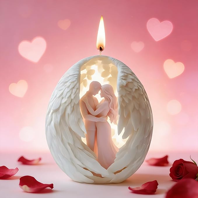 Valentine’s Day Candle Mold for Candle Making, 3D Romantic Couple Wings Silicone Mold for Resin Casting DIY Plaster Polymer Clay Home Decoration