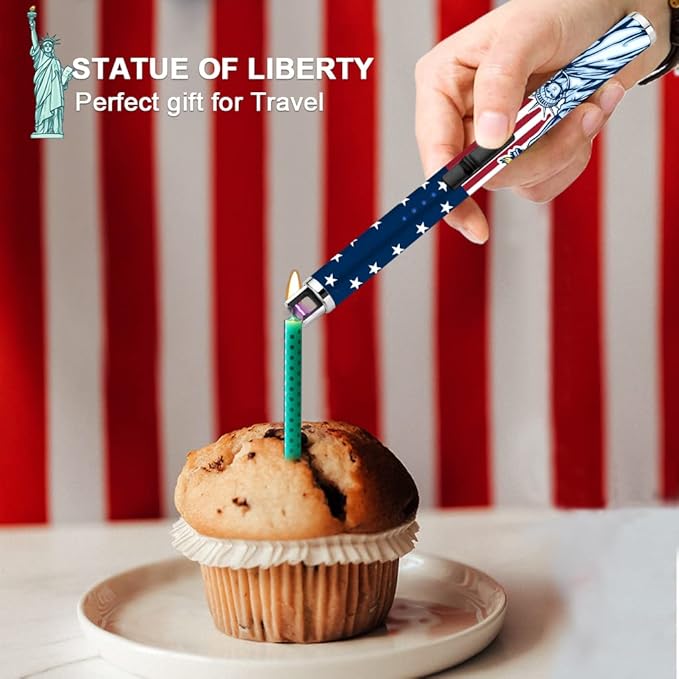 SUPRUS Electric Candle Lighter USB Type C Rechargeable Lighter with LED Battery Display and Safety Switch Windproof Best Souvenir for Independence Memorial and Veterans Day (Statue of Liberty)