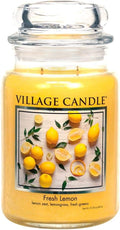 Village Candle Fresh Lemon Large Apothecary Jar, Scented Candle, Yellow, 21.25 oz.