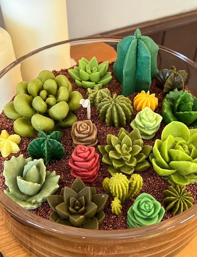 Navani 9 Pack Succulent Silicone Mold,Flower Resin Mold,Silicone Candle Molds.3D Cacti Candle Mold Silicone for Scented Candles Soaps Making, Wax, Resin Casting,Soap Cake Dessert Mousse Mold (A)