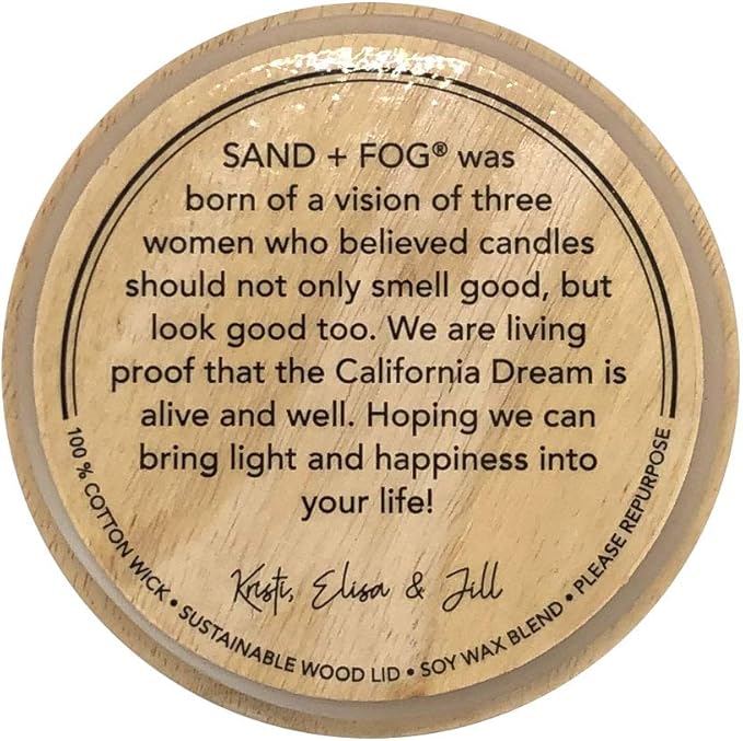 Sand + Fog Scented Candle - Teakwood – Additional Scents and Sizes – 100% Cotton Lead-Free Wick - Luxury Air Freshening Jar Candles - Perfect Home Decor – 12oz