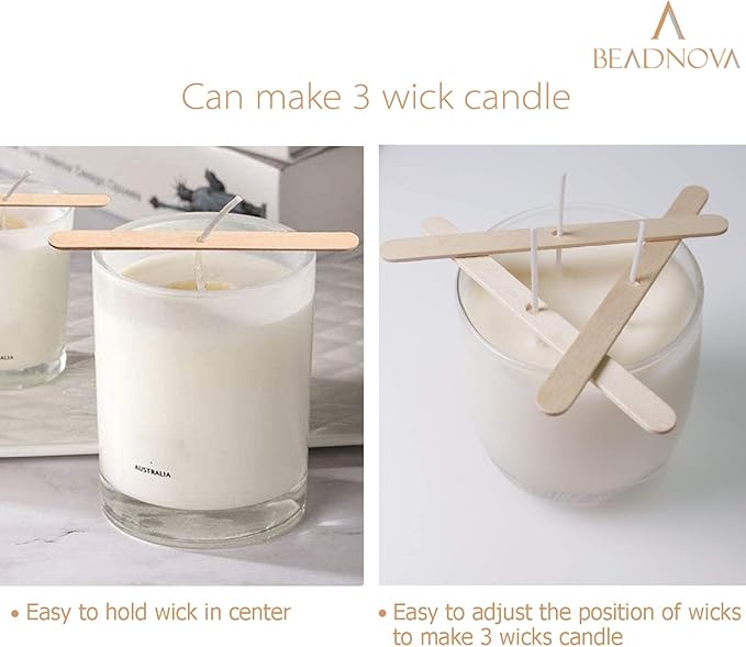 BEADNOVA Candle Wick Holders for Candle Making Wooden Wick Holder Centering Device Bar for DIY and Making (150 pcs)
