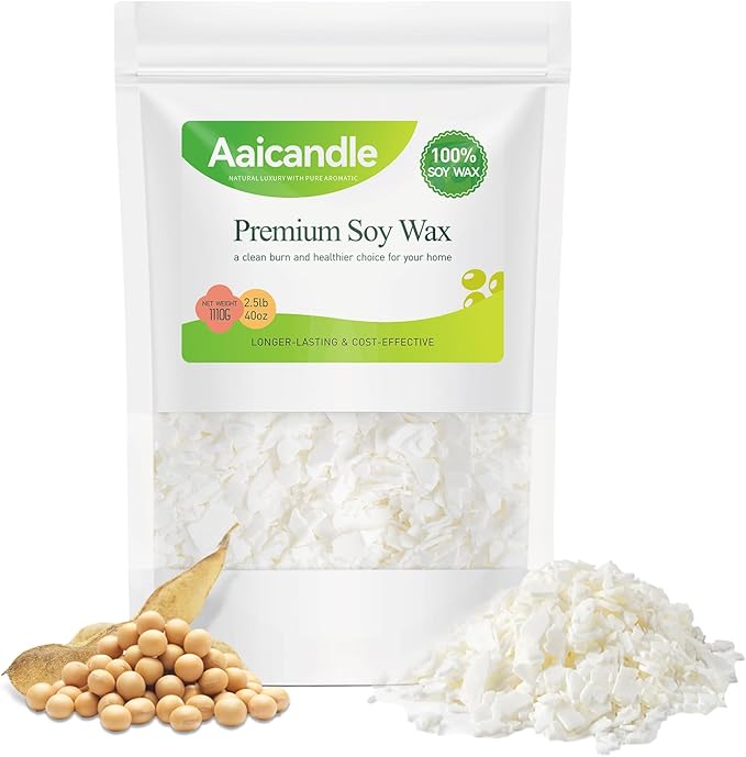 2.5LB Soy Wax for Candle Making – Natural Wax Supplies for DIY Candles, Container & Tealight Craft Use, Fast Melting and Smooth Finish for Frequent Makers (1.1kg / 40 oz)