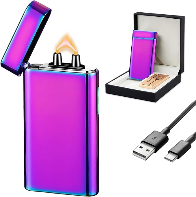 SKRFIRE Plasma Lighter Arc Lighters USB Rechargeable Lighter Windproof Electric Lighters with Multi-Mode Flashlight, Digital Battery Display, Perfect for Camping, BBQ & Outdoor Survival（Color）