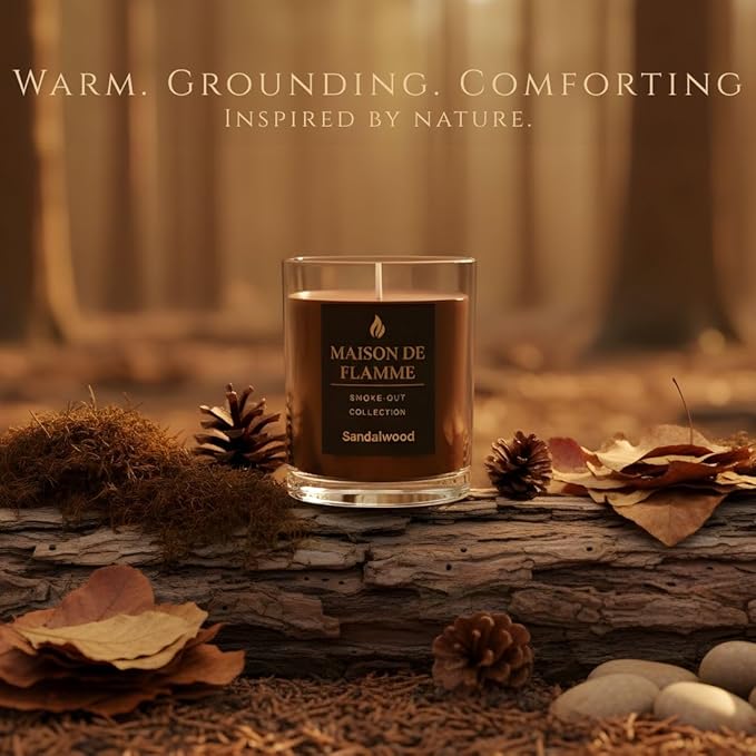 Smoke Odor Eliminating Candle – Sandalwood Soy Wax Candle for Kitchen, Apartment & Home Smells, Long Lasting Odor Neutralizing Scented Candle, 150g / 5.3 oz – Maison De Flamme