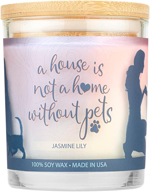 One Fur All Pet House Sentiments Candle - Jasmine Lilly - Gift for Pet Lover - Pet Odor Eliminator Candle - Plant-Based Wax Candles - Non-Toxic - Pet-Friendly