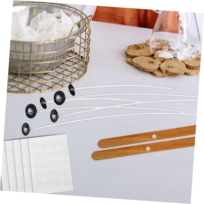 Uonlytech 1set Candle Making Kit of Candle Wicks Stickers Holders for Creative Home Projects for Birthdays Parties