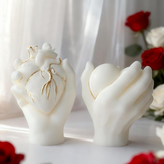 Hand Heart Cylinder Candle & Resin Mold - Resin Casting Silicone Molds for Home Decor & Candle Making Wave Spiral Mold