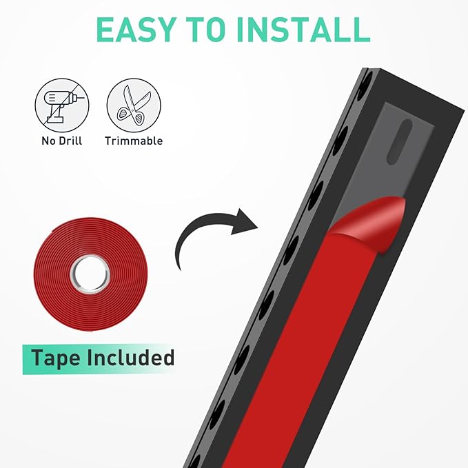 ENONCI Updated Cable Raceway Kit - 154 (10x15.4) Inch Open Slot Wire Covers for Cords, Under Desk Cable Management System to Hide Under Desk/Tv/Computer/Net/Power Cords, (Pack 10)