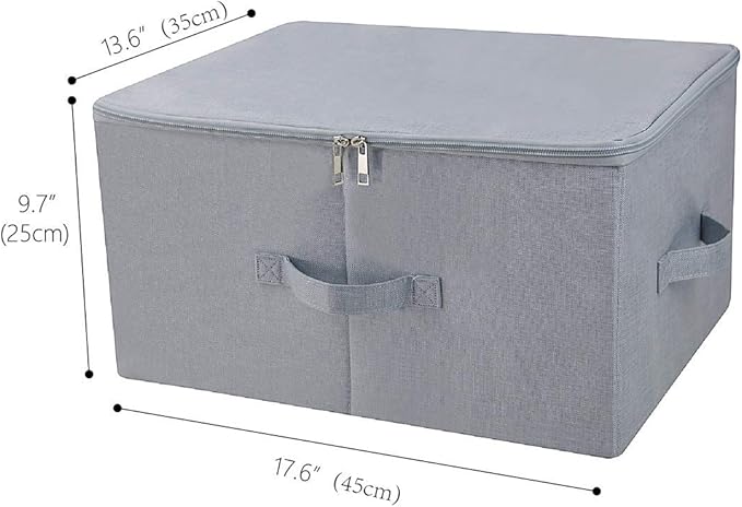 iwill CREATE PRO 17.6"x 13.6"x 9.7",Dust-proof Closet Clothes Storage Boxes with Zip Lid, Breathable Fabric & Collapsible Design Organizer Bins for Clothing Toy Dolls Shoes Blankets, Light Gray, 2pcs