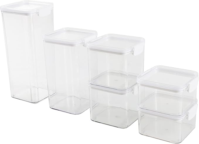 Home-Complete Food Storage Containers - 6-Piece Containers with Lids Set for Pantry Organization and Storage - Dry and Liquid Friendly Bins by Classic Cuisine
