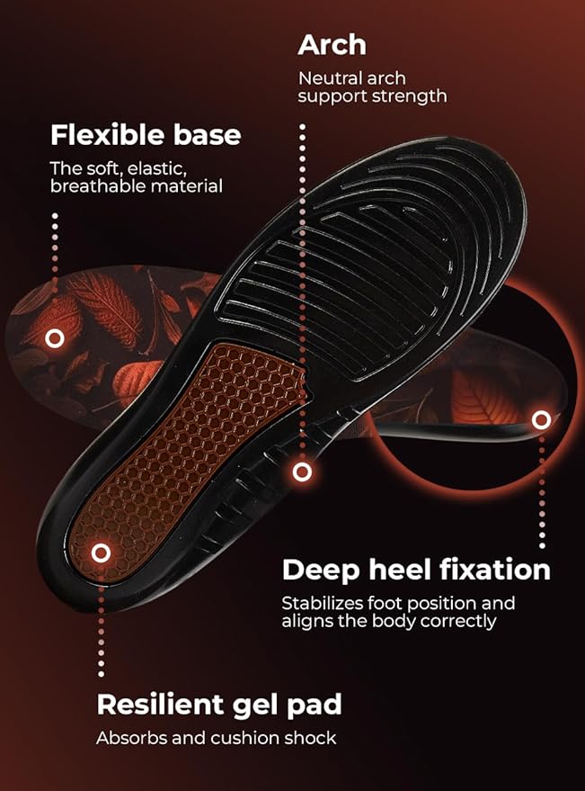CRUVHEAL Work Comfort Orthotic Insoles - Anti Fatigue Shoe Insert Men Women - Low Arch Support - Shock Absorption - Foot Pain Relief - Work Boot Insoles (L, Brown)
