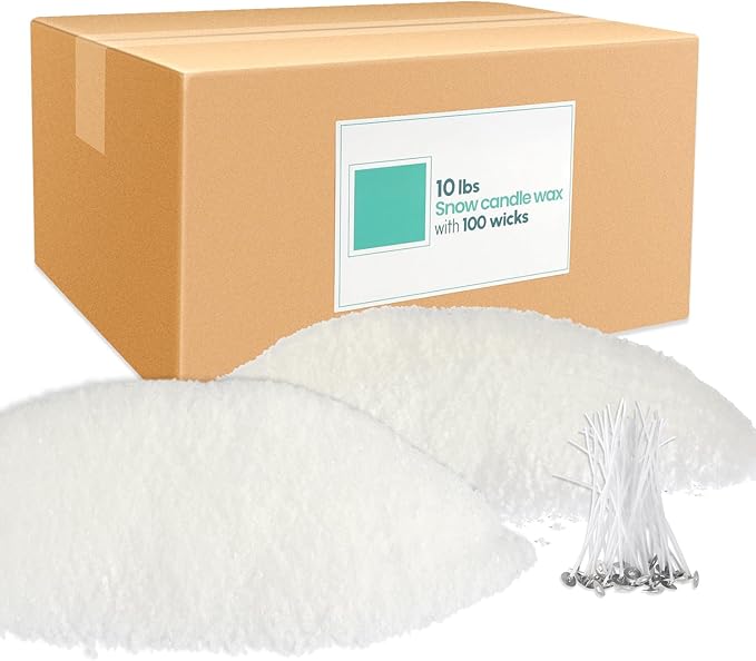 pliadvbu 10 lb Wax Sand DIY Pearl Candle Kit, 100 Candles Wicks, Natural Pearl Wax, Reusable, Unscented Powder Candles for Candle Making, Weddings and Parties