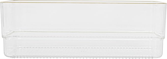 Martha Stewart Kerry Plastic Stackable Office Desk Drawer Organizers, 6" x 3", 6 Pack, with Gold Trim