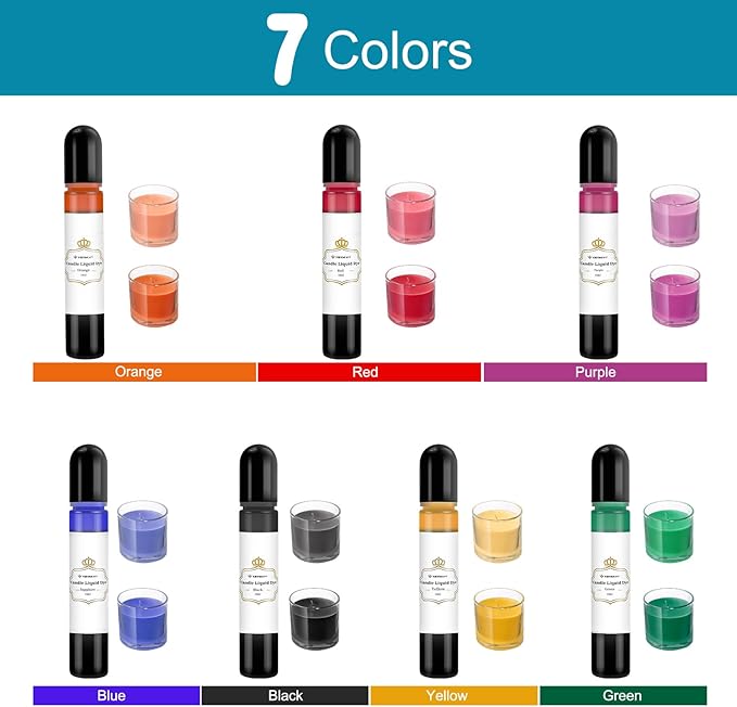 YRYM HT Candle Dye - 7 Colors Candle Making Liquid Dye,Candle Color Dye Set for Candles Making（7 Bottle）