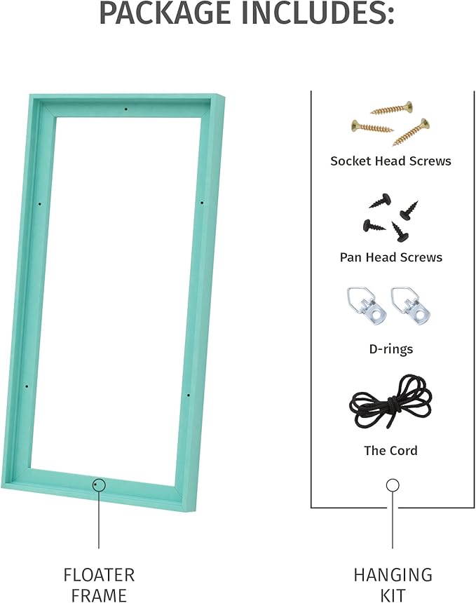 Pixy Canvas 9x12 inch Floater Frame for Canvas Paintings, Wood Panels, Canvas Panels & Stretched Canvas Boards. Floating Frame fits 5/8", 3/4" & max 7/8" Deep Artwork (Chrome, 9 x 12 inch)