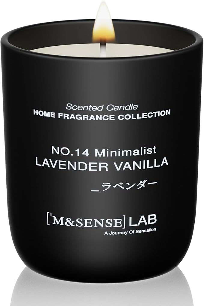 M&SENSE Natural Soy Candle| Lavender Vanilla | 5.3 oz | Mini Spring Scented Candles for Relaxation, Valentines Day Gift, Home Décor | for Bedroom, Office, Party Small