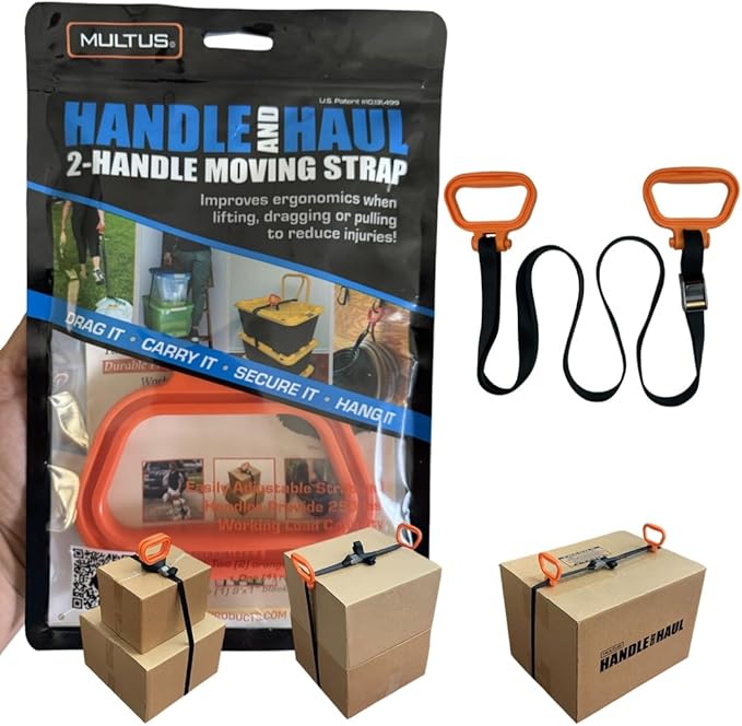 MULTUS - 2 Handle Moving Strap – Heavy Duty Carrying Strap for Boxes, Furniture, Beach Gear, Camping, Hunting, Sports Equipment, Tents, & Outdoor Hauling