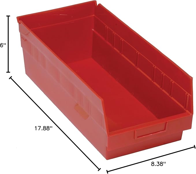 QUANTUM STORAGE SYSTEMS QSB208RD STORE-MORE Part Organizer Red Bins 18" L x 9" W x 6" H 10 Pack