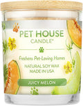 Pet House Candles, Natural Plant-Based, Long Lasting Candles for Pet Odor, 60 Hour Burn Time - Juicy Melon, 9 oz