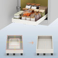 Pull out Cabinet Organizer,Expandable Width(11"-16"),Depth(17"-24") with 3 Rails,Roll out Drawers,No Drill Adjustable Slide out Shelves for Kitchen,Pantry,for Both Lip and Lip-Free Cabinets,White(1PC)