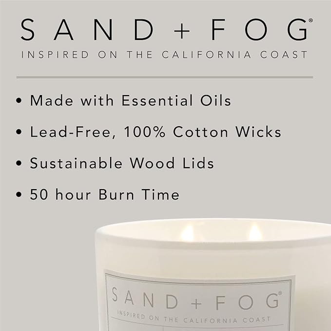 Sand + Fog Scented Candles - Orange & Clove - Additional Scents and Sizes - 3 Wicks 100% Cotton Lead-Free - Luxury Air Freshening Jar Candles - Perfect Home Decor - 21 oz