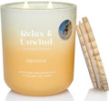 M&SENSE Mandarin Vanilla Candle for Home Scented, 14.1oz Non Toxic 80-Hour Long-Lasting Natural Soy Wax Highly Citrus Scent Aromatherapy Candle for Relaxing Stress Relief & Housewarming