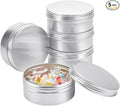 BENECREAT 5 Pack 8.5 OZ Tin Cans Screw Top Round Aluminum Cans Screw Lid Containers - Great for Store Spices, Candies, Tea or Gift Giving (Platinum)