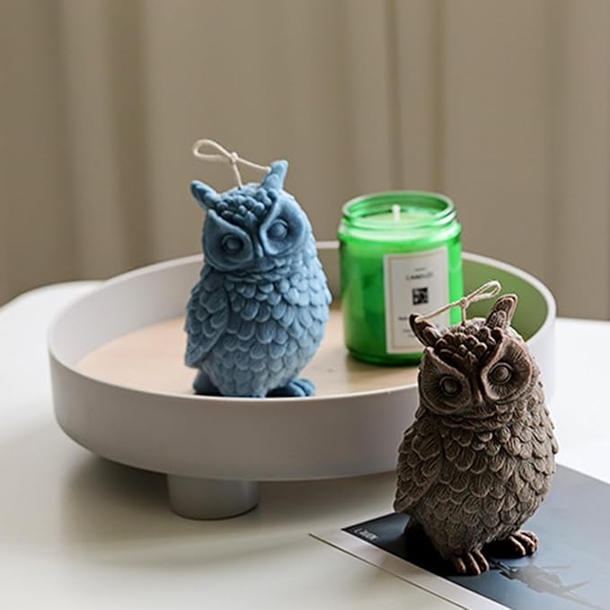 Large Owl Silicone Candle Mold, DIY 3D Animal Resin Casting Chocolate Mold Clay Soap Mould for Plaster Candle Making Home Decoration