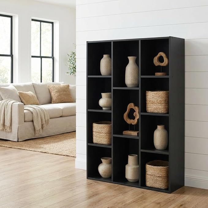 Furnifact Blackwood Bookcase with 1 Shelf, Manufactured Wood Construction, Stylish and Space-Saving Design for Home and Office Storage