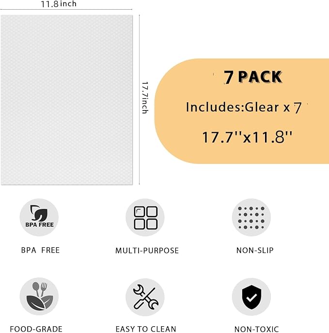 Aiosscd 7PCS Shelf Mats Refrigerator Liners Washable Refrigerator Pads Fridge Mats Drawer Placemats Home Kitchen Gadgets Accessories Organization for Top Freezer(White)