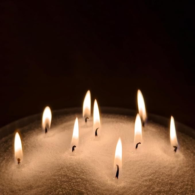 Fovara - Pearled Sand Candles with Wicks, 3.3 lbs - Sand Wax Candle Kit: Wooden Dough Bowl,50 Wicks, Jasmine & Lavender Scented Oil - Long-Lasting Candle Beads, Non-Toxic, Reusable Candles - White