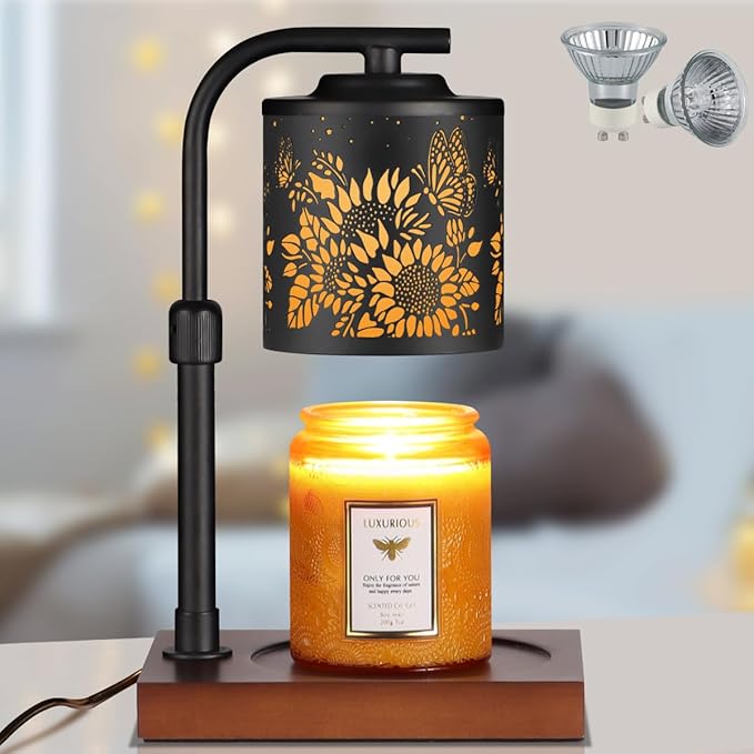 Candle Warmer Lamp with Adjustable Height Dimmable for New Home Decor Electric Candle Warmer for Jar Candles Birthday Gifts for Women Mom(Sunflower)