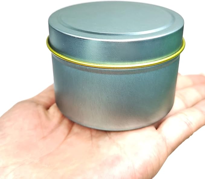 Unixing 24Pcs 4oz Candle Tins for DIY Candle, Metal Candle Container Tins for Candle Making Dark Blue Light Blue Champagne Rose Gold Container Tins