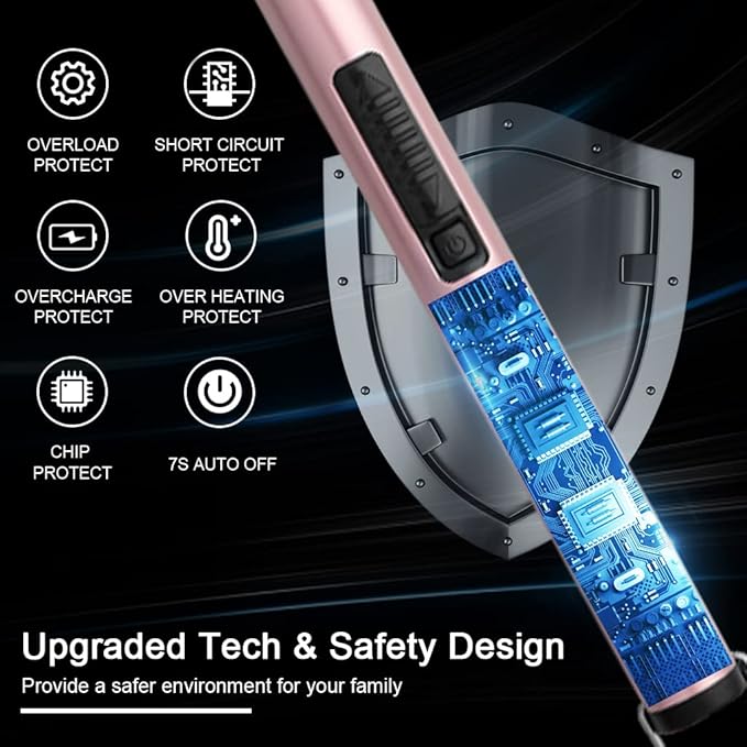 MeeToo Lighter, Electric Candle Rechargeable USB Lighter Plasma Arc for Candle Birthday Camping Rose Gold