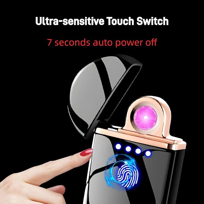 Spinning Arc Lighter, Windproof Flameless Electric Lighter, Touch Sensor Electronic Lighters, USB Rechargeable, with Dynamic Cool LED Lights, Scorpion (Blue)