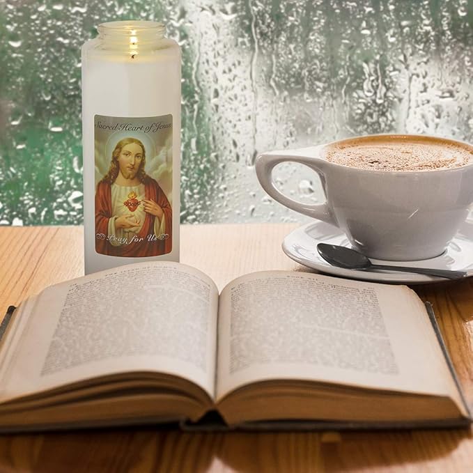 Root Candles Prayer Candles Clear Glass Devotional 7-Day Prayer Candle, 1-Count, Sacred Heart of Jesus