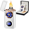 SKRFIRE Electric Lighter Rechargeable USB C Arc Plasma High Power Flame Cool Windproof Electronic Candle Lighter with LED Flashlight for Candle, Firework, Incense (Luminous White)