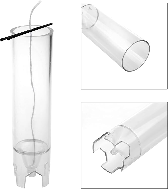 MILIVIXAY 1PC Pillar Candle Mold-Dia:1.5 inch,Height:6.0 inch - 30 ft. of Wick,Mold Sealer and a Wick Clip Included as a Gift - Plastic Candle molds for Candle Making.