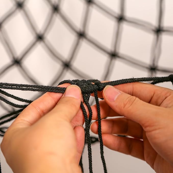 YKBU Stuffed Animals Hammock Corner Hanging Net Macrame Stuffed Animal Storage Plush Toy Holder Toy Organizer for Boho Nursery Playroom Bedroom Kids Room (black, Large)