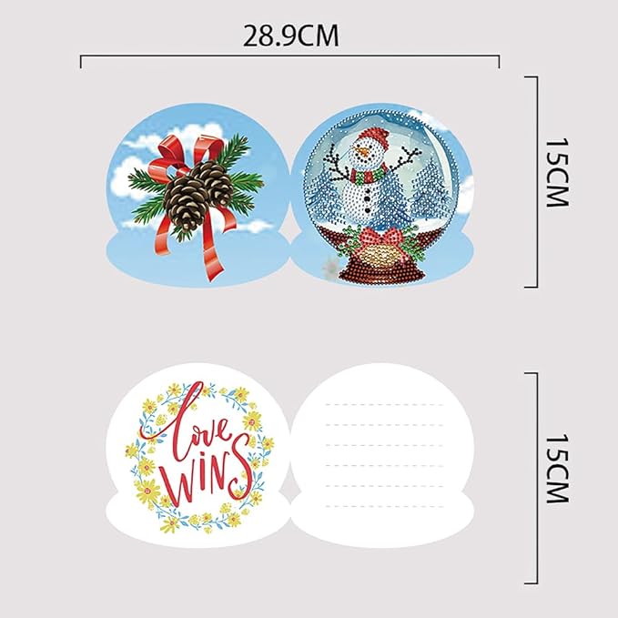 10PCS Special Shape Diamond Drawing Cards Xmas Crystal Ball Set DIY Diamond Painting 5.91x5.91inch