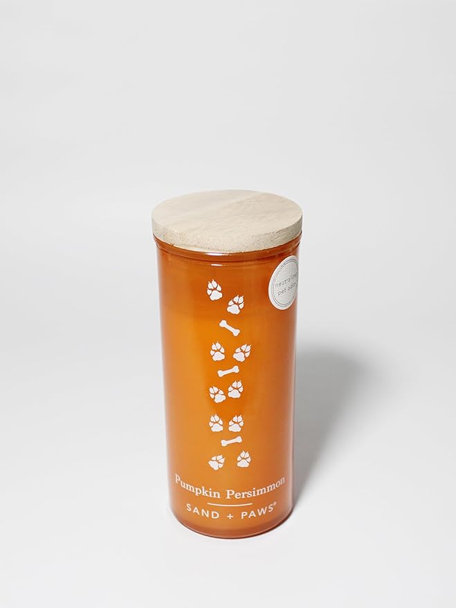 Sand + Paws Pumpkin Persimmon 10.5 oz Scented Candle - Autumn Home Fragrance, Neutralizes Odors, Sulfate and Cruelty Free – 100% Cotton Lead-Free Wicks - 10.5 oz