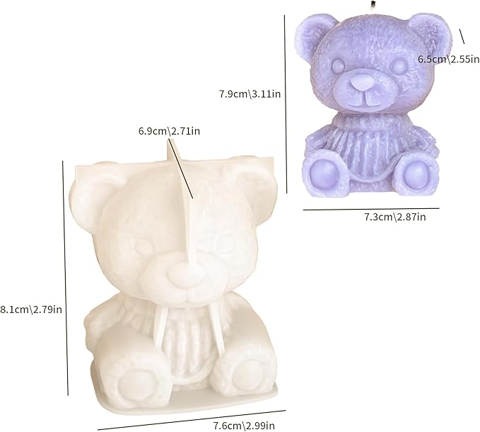 2 Pack Cylinder Animal Molds Bear Candle & Resin Mold - Resin Casting Silicone Molds for Home Decor & Candle Making Wave Spiral Mold