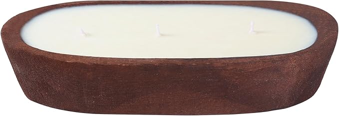 Scented Candles for Home, YeeQue Vanilla Candle with Large Wooden Bowl Design for Women,Girl Birthday Gift，3 Wicks, 12oz