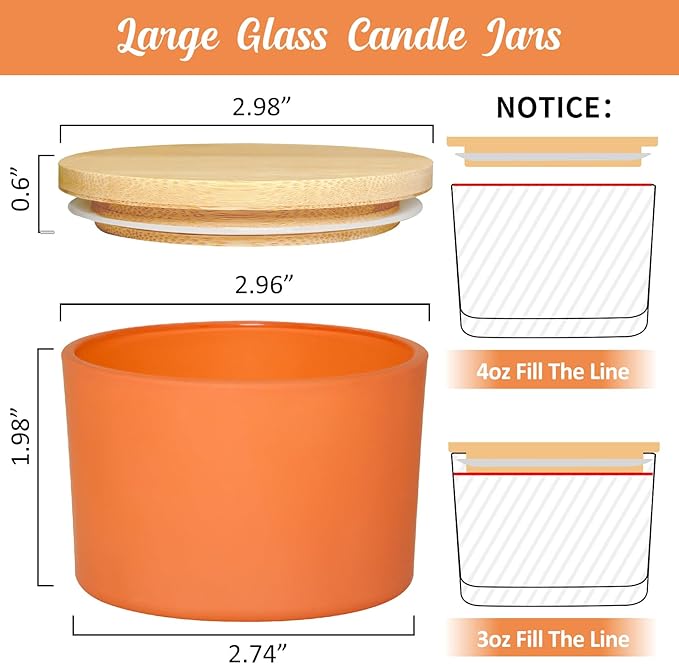 SUPMIND 4oz Fall Candle Jars 15 Pack, Small Wide Mouth Glass Empty Candle Jars with Bamboo Lids for Making Candles, Bulk Candle Container with Wick Kit, Ideal for Candle Business Owners