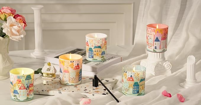 M&SENSE Fig Citrus Floral Scent Soy Wax Aesthetic Candles - 10.2 oz | Natural Fragrance for Home &Book Candles | for Housewarming, Hostess Gifts,Stress Relief